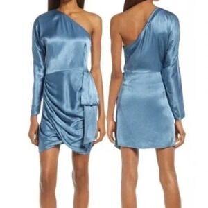 Elliatt Saronic One-Shoulder BlueRiviera Mini Dress Size Large MSRP $229.00 NEW